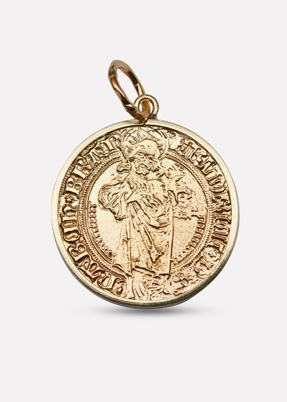 Bryggen coin in yellow gold with frame