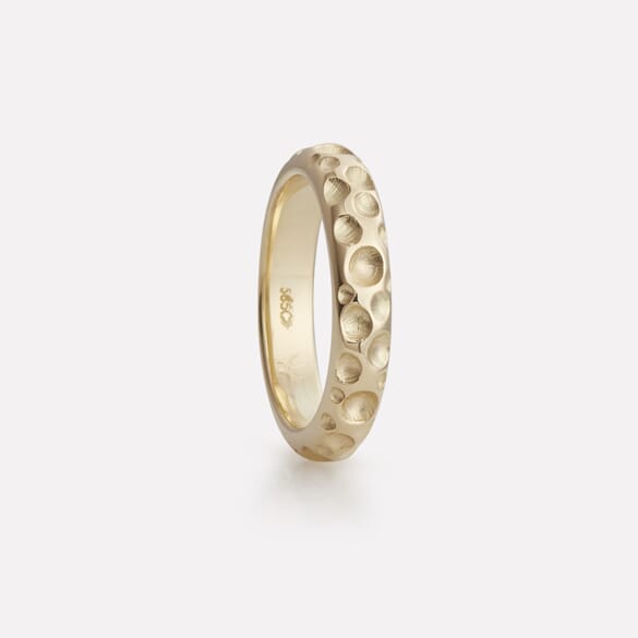 Boble ring in yellow gold, women`s