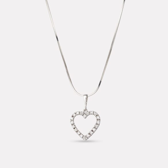 Heart pendant in white gold with diamond