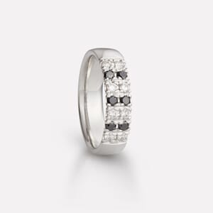 Two-row ring in white gold with diamonds