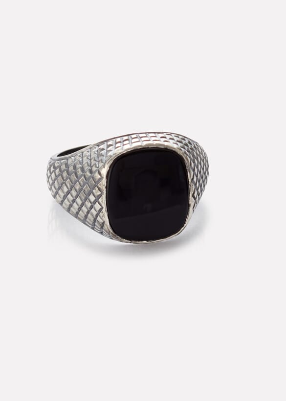 Unisex ring in silver with onyx gemstone