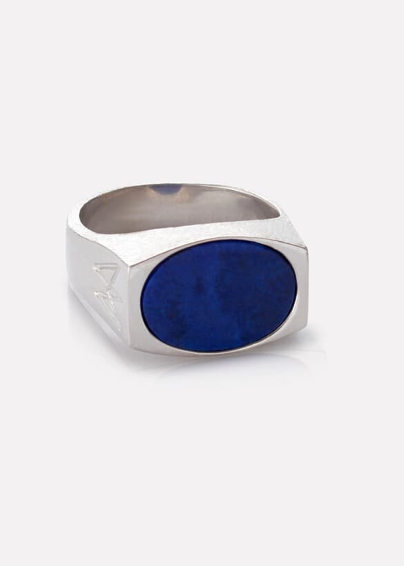 Unisex ring in silver with lapis gemstone