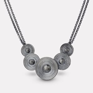 Viking shield necklace in oxidized silver
