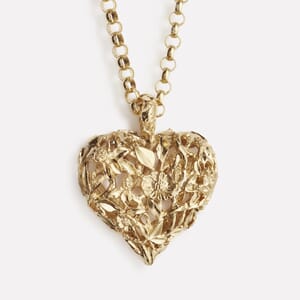 Red clover heart pendant in gold plated silver